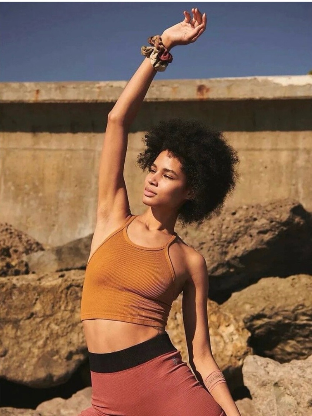 FP Movement by Free People Ribbed Cropped Tank in Burnt Orange